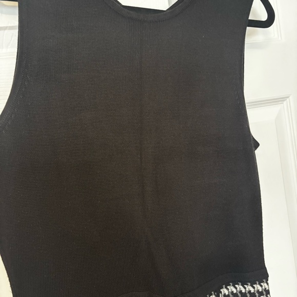 Calvin Klein Houndstooth Knit Fit & Flare Dress Women's Small S Black White Work - Picture 13 of 16